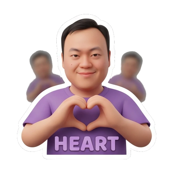 双手比心 Modern Guy Daily Vibes sticker for expressive chats and social replies.