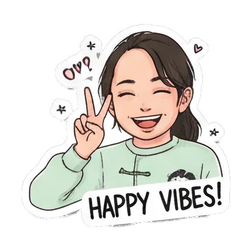 Girl making a peace sign Daily Life of a Lively Girl sticker for expressive chats and social replies.