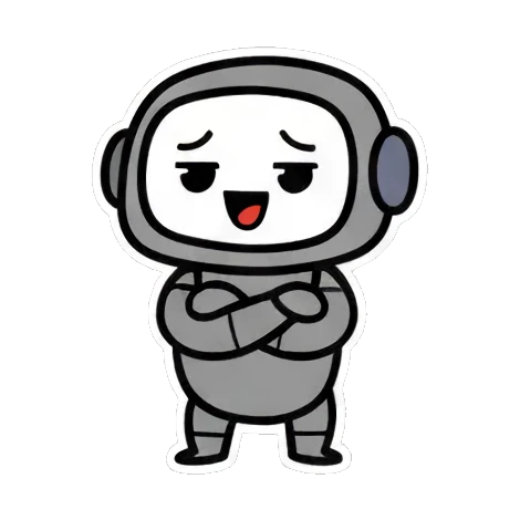 抱臂不开心或失望 Chibi Robot Emoticons sticker for expressive chats and social replies.