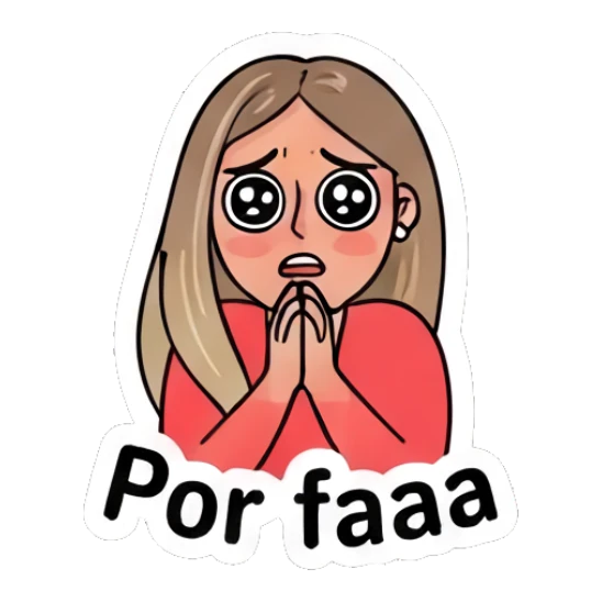 Woman with wide eyes, pleading Couple Daily Vibes sticker for expressive chats and social replies.