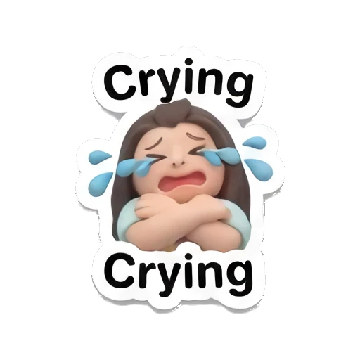 Sad girl crying with arms crossed with text Crying Little Girl Daily Vibes sticker for expressive chats and social replies.