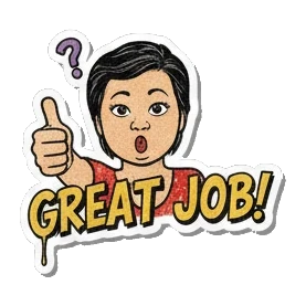 Mother character giving thumbs up saying GREAT JOB Retro Comic Mom Expressions sticker for expressive chats and social replies.