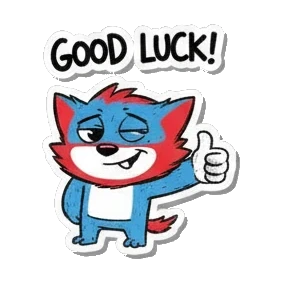Gamer cat giving a thumbs up with a wink and text GOOD LUCK Gamer Cat Adventures sticker for expressive chats and social replies.