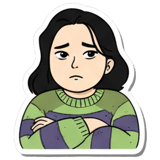 Girl looking sad with arms crossed Daily Life of a Girl sticker for expressive chats and social replies.