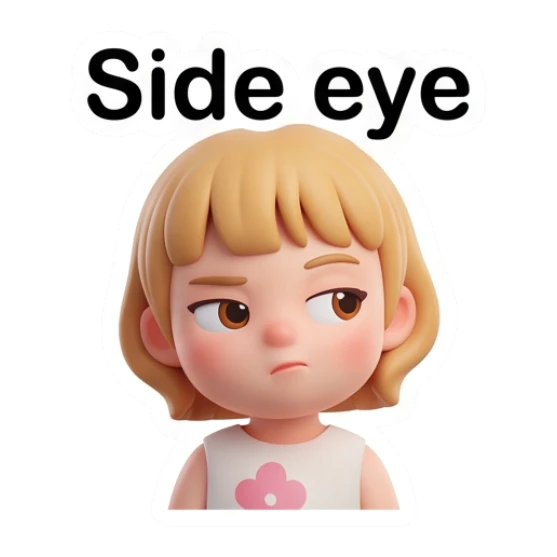 Blonde girl giving a skeptical side-eye glance Blonde Girl Daily Vibes sticker for expressive chats and social replies.