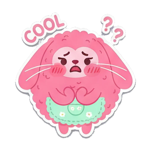 疑惑不解问号 Pink Fluffy Buddy sticker for expressive chats and social replies.