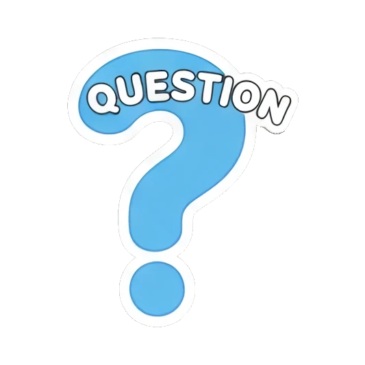 蓝色小狗旁边是一个大问号，文字QUESTION，疑惑表情 Blue Puppy Daily Adventures sticker for expressive chats and social replies.