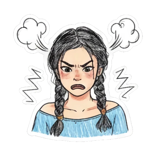 卡通人物生气 Girl's daily sticker for expressive chats and social replies.