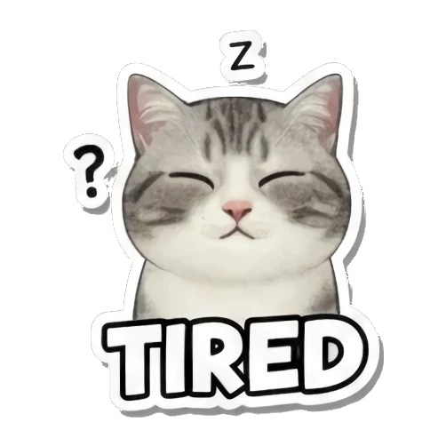 Sleepy cat feeling TIRED. Cute Cat Expressions sticker for expressive chats and social replies.