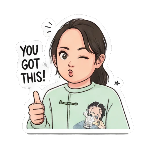 Winking and giving a thumbs up Daily Life of a Lively Girl sticker for expressive chats and social replies.