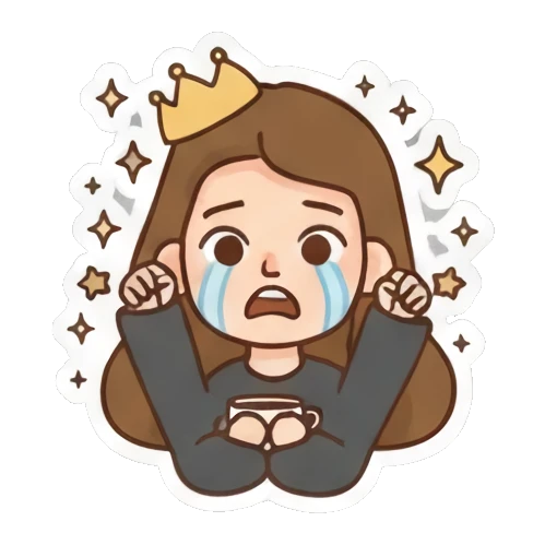 Crying girl with crown Girl's Daily Moods sticker for expressive chats and social replies.