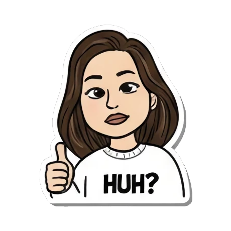 疑惑女孩问Huh Cartoon Girl Expressions sticker for expressive chats and social replies.