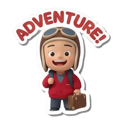 boy wearing aviator hat Little Traveler Explorer sticker for expressive chats and social replies.