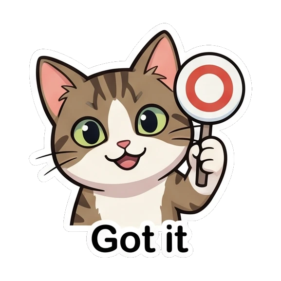 Tabby cat holding a red circle sign indicating correct Tabby Cat Daily Adventures sticker for expressive chats and social replies.