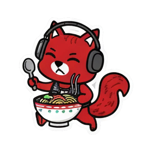 吃拉面的松鼠 Red Squirrel Rocker sticker for expressive chats and social replies.
