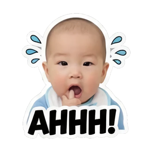 惊恐的宝宝说AHHH Little Baby Expressions sticker for expressive chats and social replies.