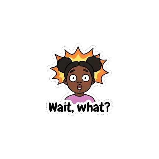 Girl looking shocked with explosion background Joyful Afro Girl Daily Expressions sticker for expressive chats and social replies.