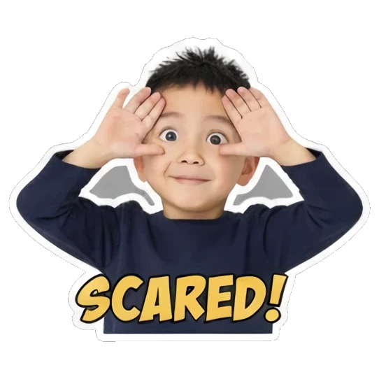 boy scared hands up Little Boy's Daily Moods sticker for expressive chats and social replies.