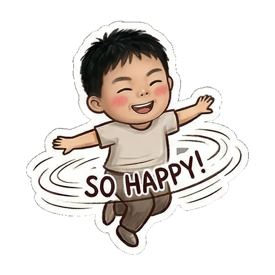 Happy boy jumping Little Dancer Boy sticker for expressive chats and social replies.