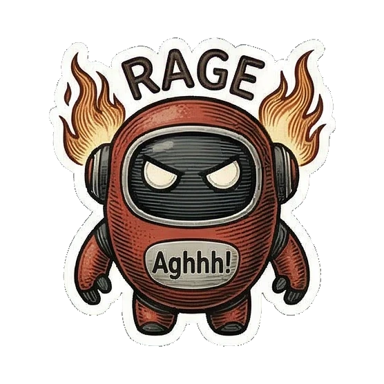 暴怒发火的机器人 Vintage Bot Emotions sticker for expressive chats and social replies.