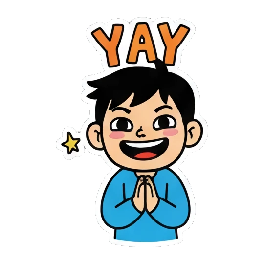 开心欢呼耶 Little Boy Daily Expressions sticker for expressive chats and social replies.