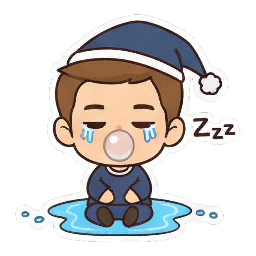 Chibi boy sleeping with bubble Cheerful Chibi Boy Daily sticker for expressive chats and social replies.