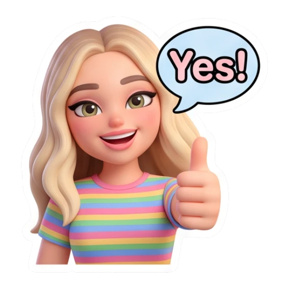 Blonde girl giving thumbs up with Yes text Blonde Girl Daily Vibes sticker for expressive chats and social replies.