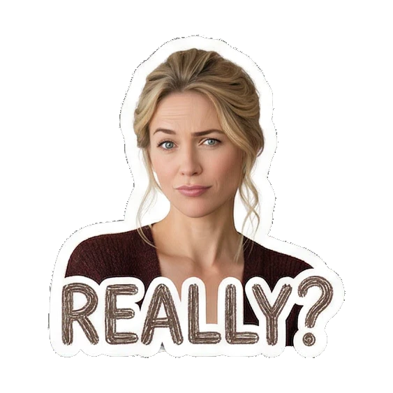 挑眉质疑REALLY Daily Life of a Modern Woman sticker for expressive chats and social replies.