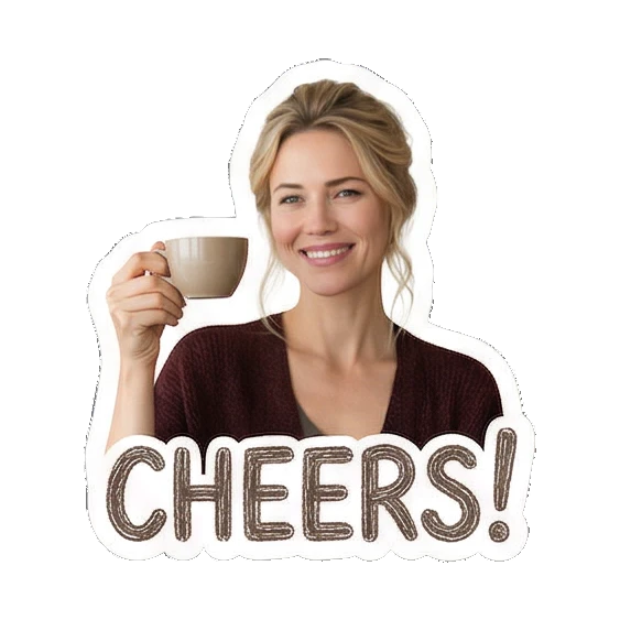 举杯庆祝CHEERS Daily Life of a Modern Woman sticker for expressive chats and social replies.