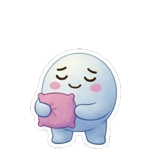 Sleepy snow creature holding a pillow with NAP TIME text. Snowy Buddy Adventures sticker for expressive chats and social replies.