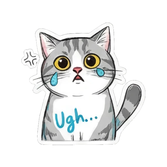 Excited cat saying YIKES! Mischievous Meow Moments sticker for expressive chats and social replies.