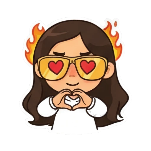 Loving girl making heart shape with hands and yellow sunglasses Cool Girl Daily Vibes sticker for expressive chats and social replies.