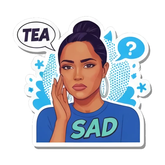 忧伤难过Sad Vibrant Pop Diva Expressions sticker for expressive chats and social replies.