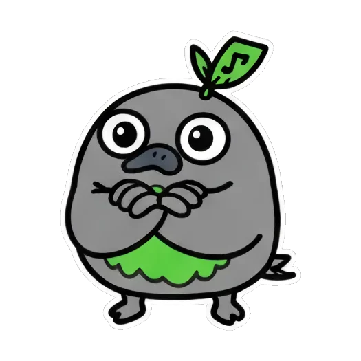害羞抱臂的小鸟 Cute Leaf Bird Expressions sticker for expressive chats and social replies.