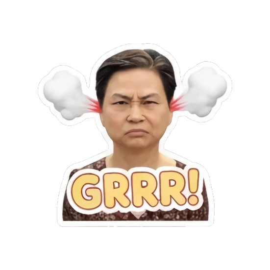 angry mother fuming Cheerful Middle-Aged Mom sticker for expressive chats and social replies.