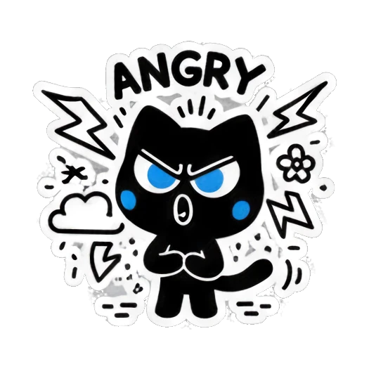 愤怒的黑猫 Keith Haring Style Black Cat sticker for expressive chats and social replies.
