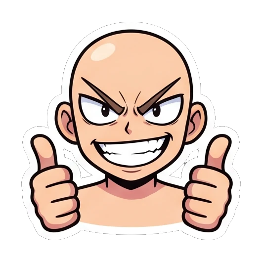 Bald boy giving double thumbs up Baldy Boy Daily Life sticker for expressive chats and social replies.