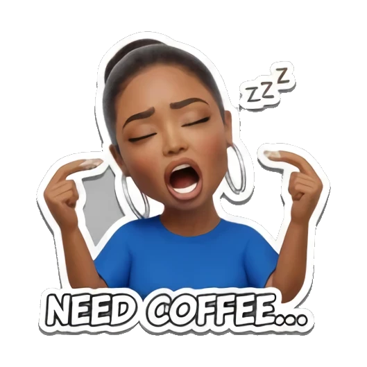 疲惫需要咖啡的表情 Modern Girl Expressions sticker for expressive chats and social replies.
