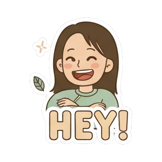 Friendly girl saying HEY Playful Girl Daily Expressions sticker for expressive chats and social replies.