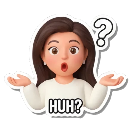 疑惑，问号表情 Cute Girl's Daily Moods sticker for expressive chats and social replies.