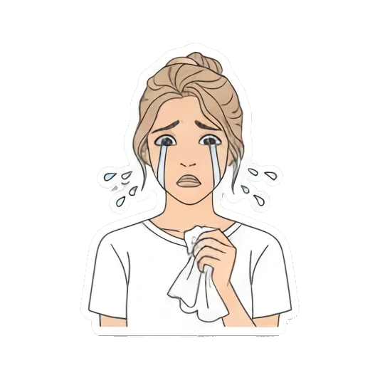 女孩哭泣擦泪伤心 Girl's Daily Reactions sticker for expressive chats and social replies.