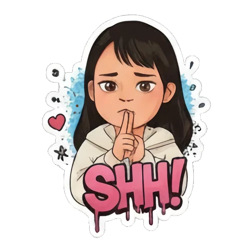 少女嘘声表情SHH Street Style Girl Expressions sticker for expressive chats and social replies.