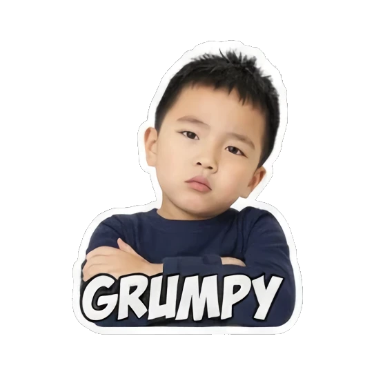 boy grumpy face Little Boy's Daily Moods sticker for expressive chats and social replies.