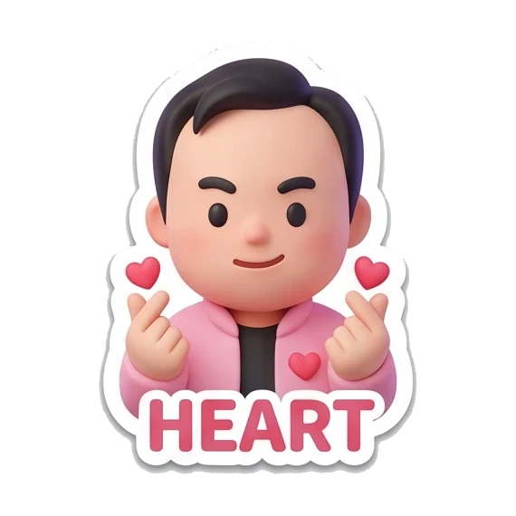boy making heart gesture Cheerful Fanboy Daily Life sticker for expressive chats and social replies.