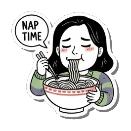 少女津津有味地吃面 Girl's Daily Moods sticker for expressive chats and social replies.