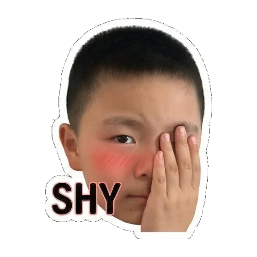 捂脸害羞，脸颊泛红SHY Boy's Expressive Faces sticker for expressive chats and social replies.