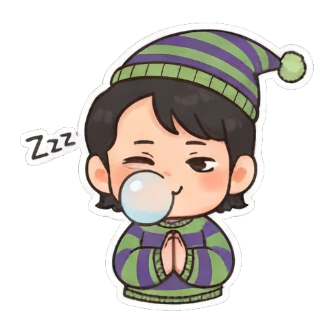 举起花球庆祝 Striped Kid's Daily Moods sticker for expressive chats and social replies.