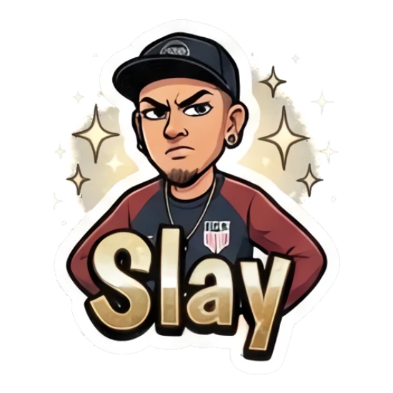 Confident man posing with a slay expression. Cool Guy Daily Vibes sticker for expressive chats and social replies.