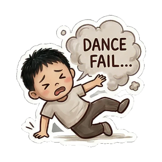 Boy falling down Little Dancer Boy sticker for expressive chats and social replies.
