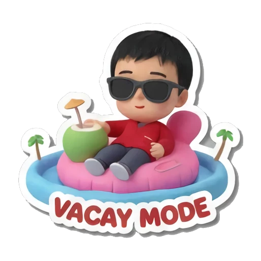 boy relaxing on floatie Little Traveler Explorer sticker for expressive chats and social replies.
